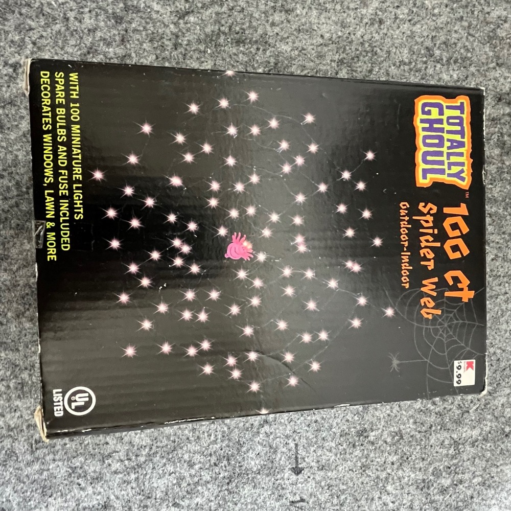 Vintage Totally Ghoul 100 ct Spider Web Lights Indoor Outdoor Halloween Decor